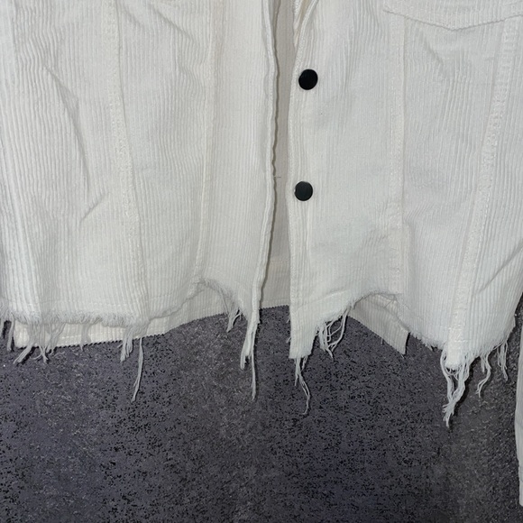 White Distressed Corduroy Jacket - Picture 2 of 5